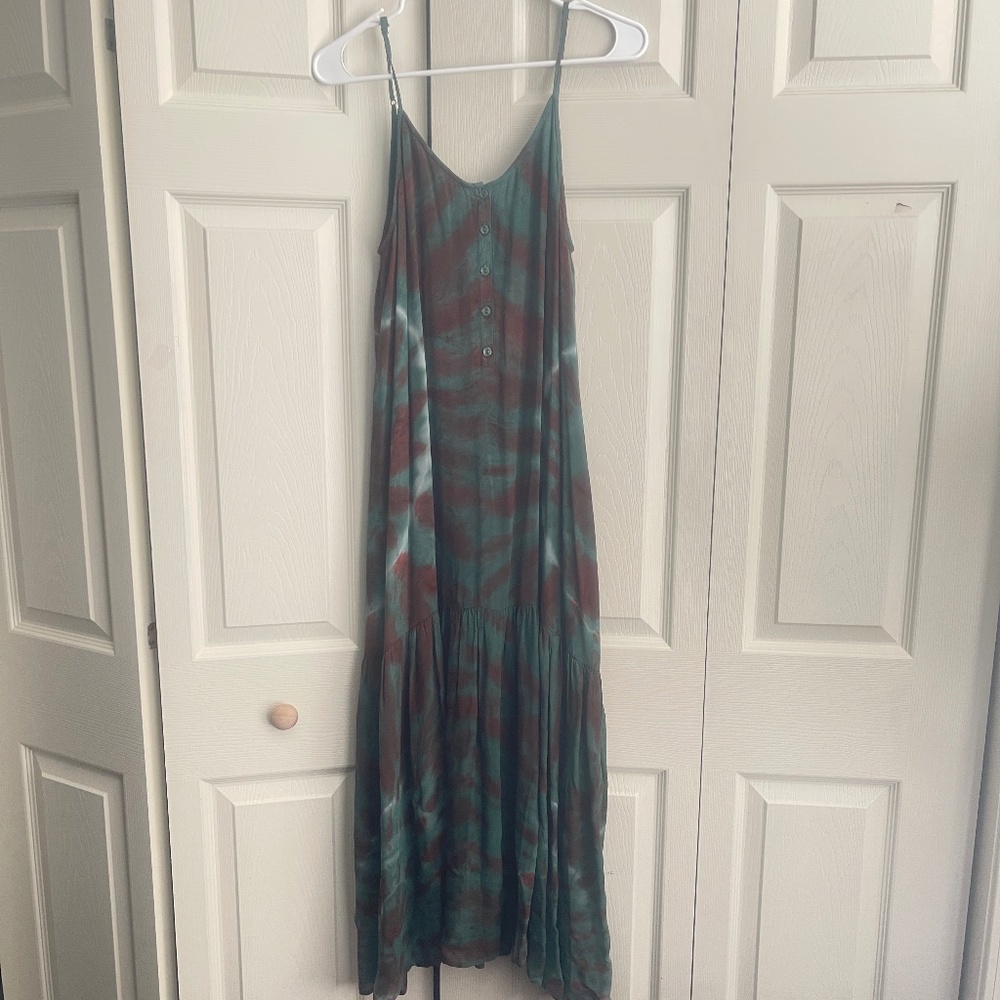 Young Fabulous & Broke Teal and Brown Tie-Dye Maxi Dress - Picture 2 of 16